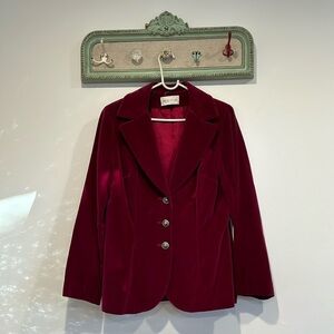 Koret of California Vintage Berry velvet women’s fitted blazer medallion medium